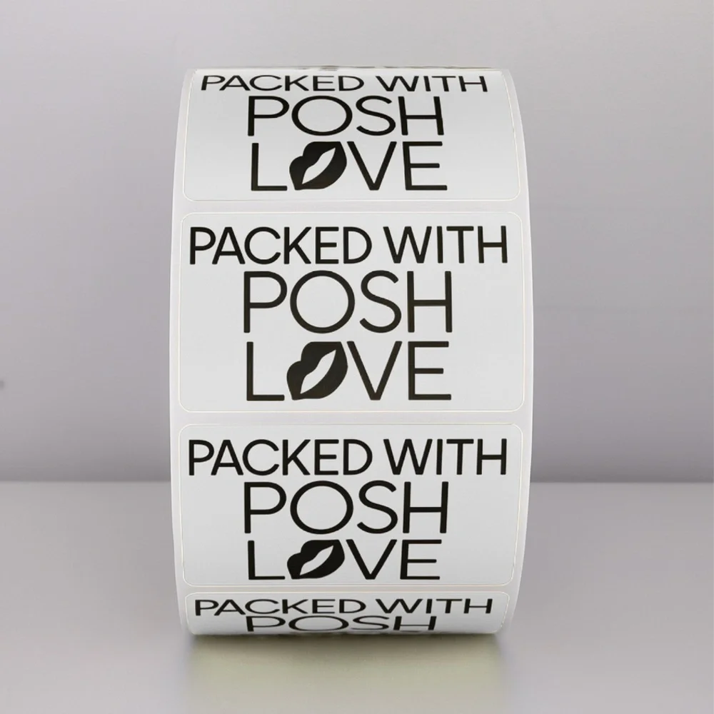 Packed With Posh Love Stickers | Purple Lips Labels for Poshmark Packaging